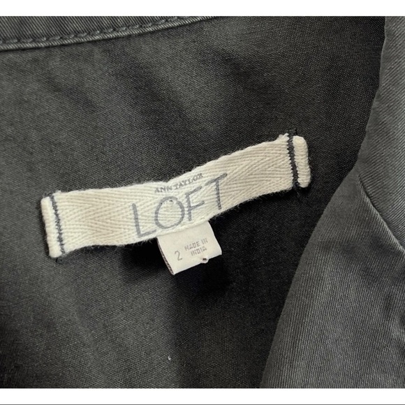 Ann Taylor LOFT Womens Sz 2 Gray Ruffled Utility xs Peplum Jacket - Picture 7 of 8